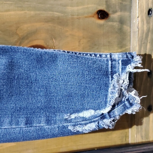 TOPSHOP JAMIE MOTO BLUE DENIM JEANS SIZE 28 x 32 RAW HEM - Picture 3 of 8